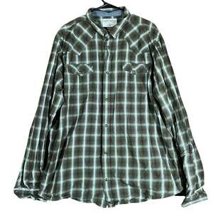 Cody James Mens Shirt Dark Green Western Plaid Tall Fit Pearl Snap Western 3XLT